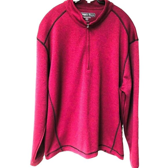 Pebble Beach Performance Golf Pullover Shirt Jacket Men's M Burgundy 1/4 Zip - Picture 1 of 4